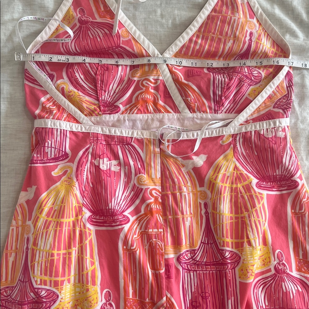 Vintage Lilly Pulitzer Pink Multi Birdcage Halter Mini Dress - Picture 9 of 11